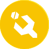A white wrench and bolt icon on a yellow circular background, representing tools used in crane audits.